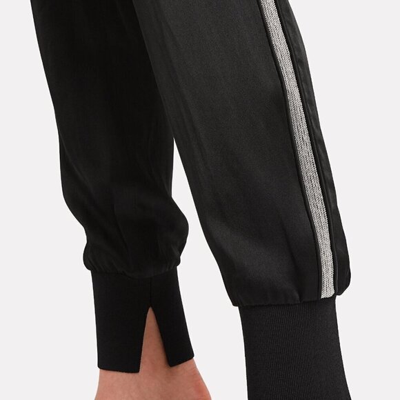 3.1 Phillip Lim Pants Side Silver Beaded Stripe Satin High Rise Jogger Slit Hem - Picture 2 of 13